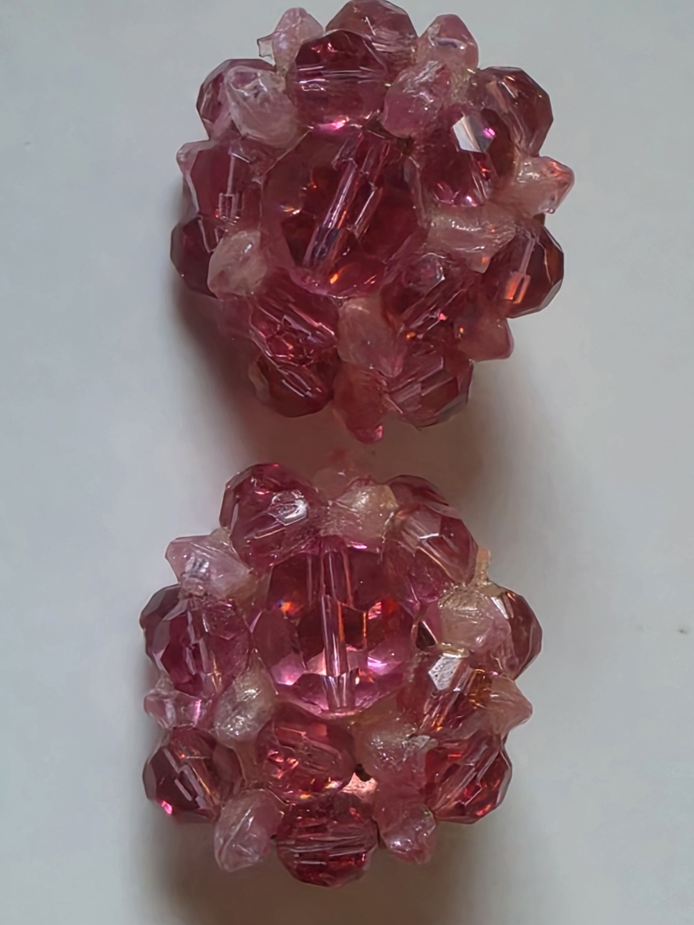 Signed Lisner Vintage Pink Beaded Cluster Clip-on Earrings Timeless